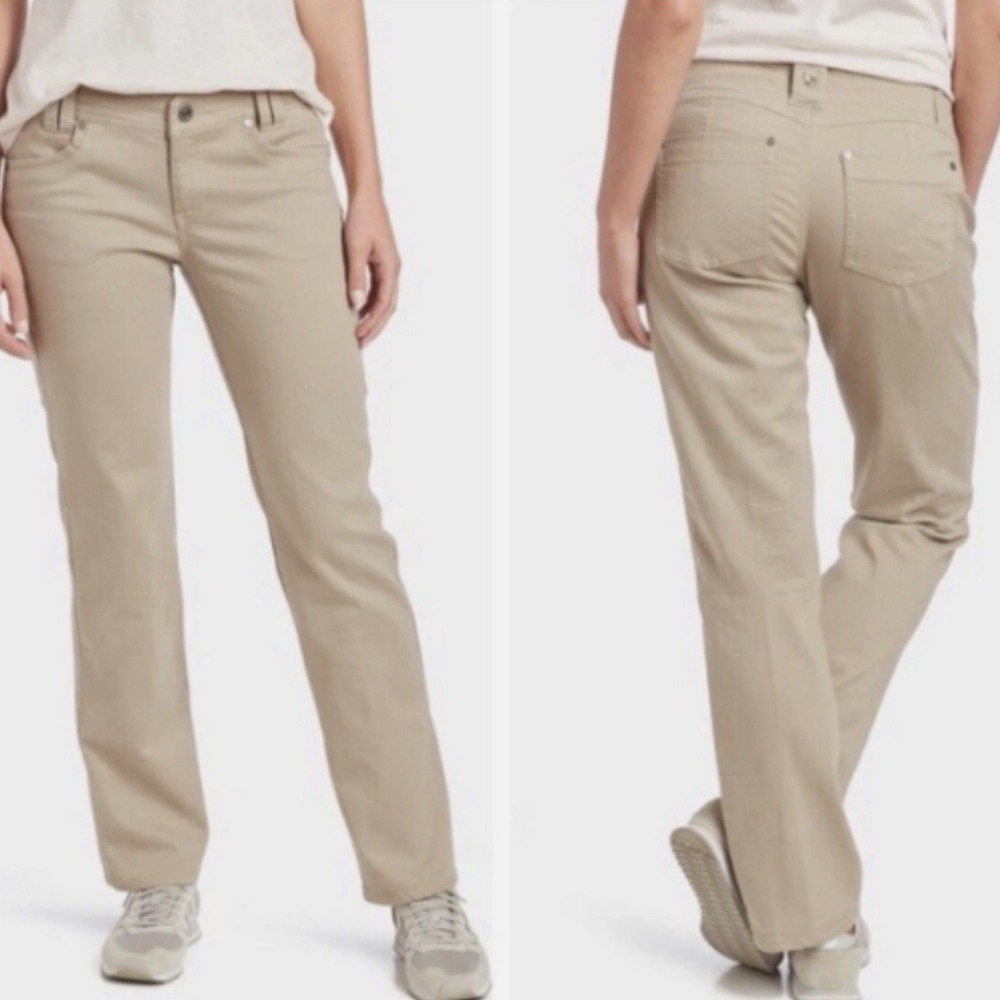 Kuhl Klaudette Straight Leg Cotton Khaki Tan Outdoors Hiking Pants Size 8Reg